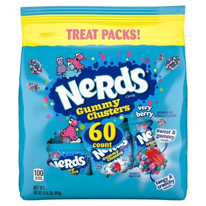 image:imageNERDS Gummy Clusters Candy Very Berry Crunchy and Gummy Individually Wrapped Treat Size Packs 60 Count 30 oz
